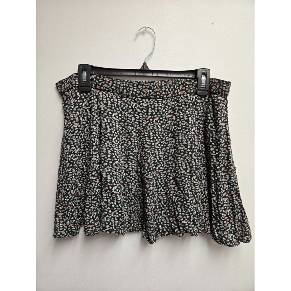 American Eagle Floral Flutter Mini Skirt S Black Boho 90s Y2K Cottagecore AE